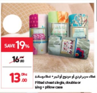 Carrefour Fitted Sheet Single, Double or King + Pillow Case offer