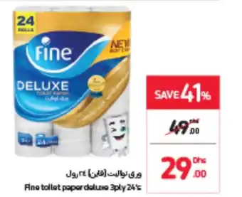 Carrefour Fine Toilet Paper Deluxe 2Ply 24's offer