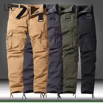 Men casual joggers cargo trousers tactical pants male solid cotton multi-pocket sportswear hip hop 2022 new outdoor sweatpant