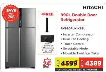 Eros Hitachi 990L Double Door Refrigerator RV990PUK1KBSK offer
