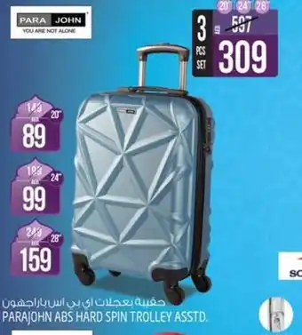 Safari Hypermarket Parajohn abs hard spin trolley asstd offer