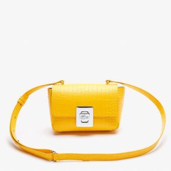 Lacoste Women’s amelia metal clasp embossed leather handbag offer