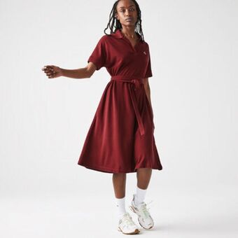 Lacoste Women's loose fit v-neck piqué polo dress offer