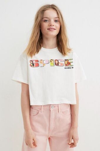 H&M Cropped printed jersey top offer