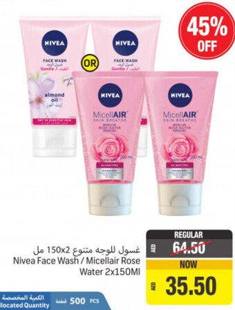 Union Coop Nivea face wash/micellair rose water 2x150ML offer