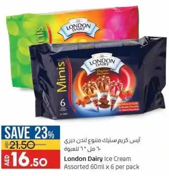 Lulu Hypermarket London dairy ice cream assorted 60MLx6 per pack offer