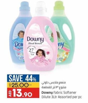Lulu Hypermarket Downy fabric softener dilute 3LTR assorted per PC offer