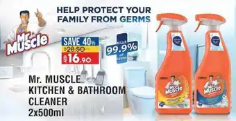 Lulu Hypermarket SCjohnson Mr. muscle kitchen & bathroom cleaner 2X500ML offer