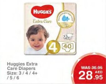 Choithrams Huggies extra care diapers size: 3/4/4+/5/6 offer