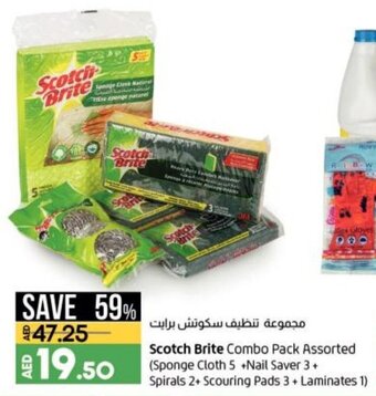 Lulu Hypermarket Scotch brite combo pack assorted (sponge cloth 5+nail saver 3+spirals 2+scouring pads 3+laminates 1) offer