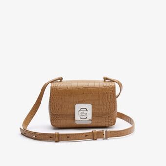 Lacoste Women’s amelia metal clasp embossed leather handbag offer