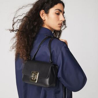 Lacoste Women's amelia engraved metal clasp leather handbag offer