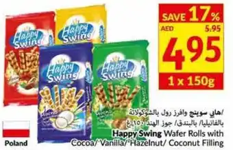 Viva Happy swing wafer roll with cocoa/vanilla/hazelnut/coconut filling 1x150G offer