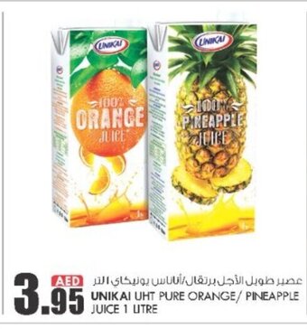 KM Trading Unikai UHT pure orange / pineapple juice 1 litre offer