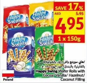 Viva Happy swing wafer roll with cocoa/vanilla/hazelnut/coconut filling 1 x 150G offer
