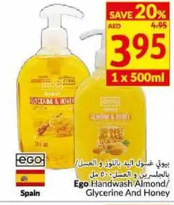 Viva Ego handwash almond/ glycerine and honey 1 x 500ML offer