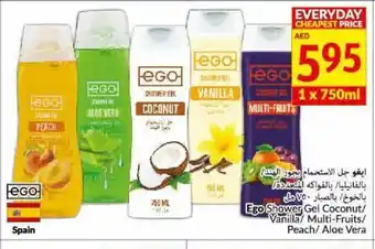 Viva Ego shower gel coconut / vanilla/ multi-fruits peach/ aloe vera 1 x 750ML offer