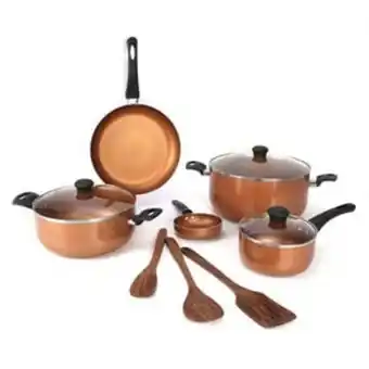 Lulu Hypermarket Chefline non stick cookware set 11s royal gold ind offer