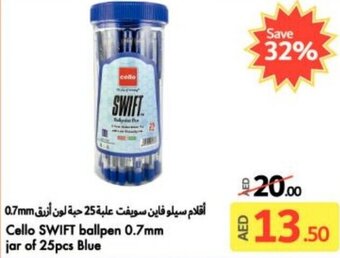 Lulu Hypermarket Cello Swift ballpen 0.7mm jar of 25pcs Blue offer