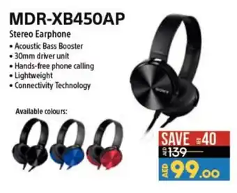 Lulu Hypermarket Sony MDR-XB450AP Stereo Earphone offer