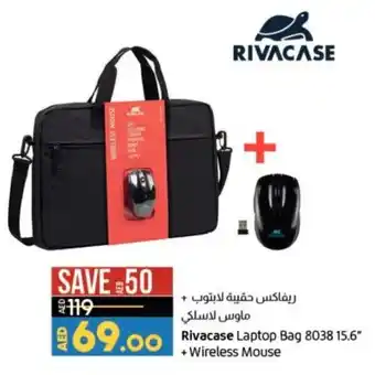 Lulu Hypermarket Rivacase Laptop Bag 8038 15.6"+Wireless Mouse offer