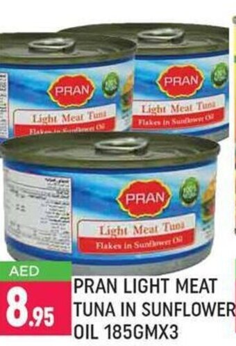 Shaklan Pran light meat tuna in sunflower oil 185GMx3 offer