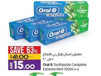 Lulu Hypermarket Oral-b toothpaste complete extreme mint 100ml x 4 offer
