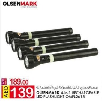 KM Trading Olsenmark 4-in-1 Rechargeable Led Flashlight OMFL2618 offer