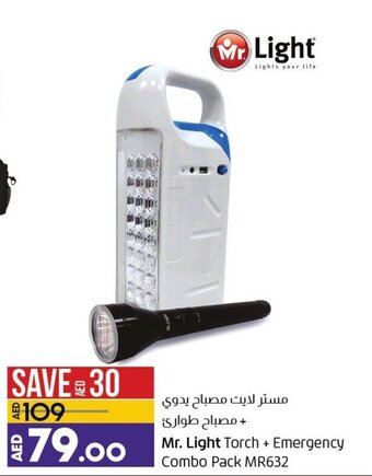 Lulu Hypermarket Mr. Light torch + emergency combo pack MR632 offer