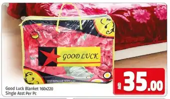 Kenz Hypermarket Good luck blanket 160x220 single asst. per PC offer