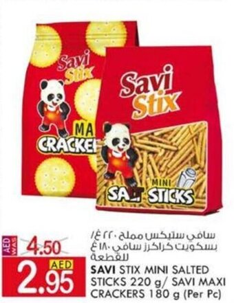 KM Trading Savi Stix Mini Salted Sticks 220g/Savi Maxi Crackers 180g (per pc) offer