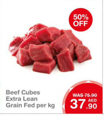 Choithrams Beef cubes extra lean grain fed per KG offer