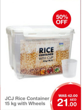 Choithrams JCJ rice container 15KG with wheels offer
