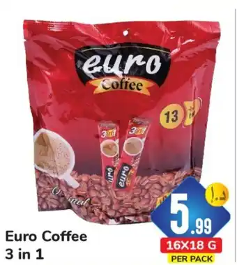 Day To Day Euro Coffee 3 in 1 16x18 g Per Pack offer