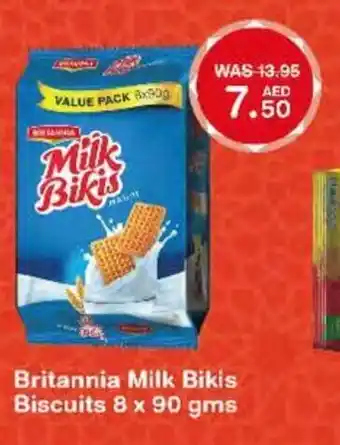 Choithrams Britannia Milk Bikis Biscuits 8x90gms offer