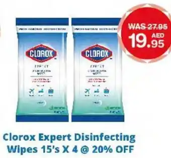 Choithrams Clorox expert disinfecting wipes 15's x 4 @20% off offer