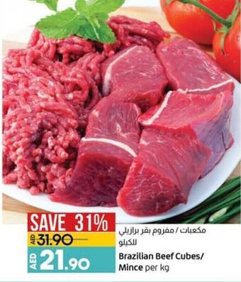 Lulu Hypermarket Brazilian beef cubes/mince per kg offer