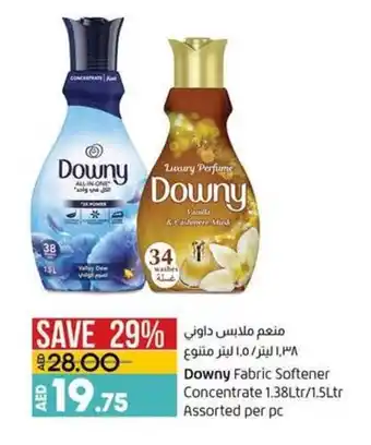 Lulu Hypermarket Downy fabric softener concentrate 1.38 ltr/1.5ltr assorted per pc offer