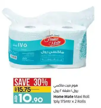 Lulu Hypermarket Home mate maxi rolls 1ply 175mtr x 2 rolls offer