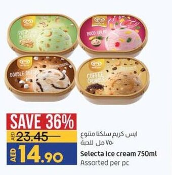 Lulu Hypermarket Selecta Ice Cream 750ml Assorted Per Pc offer