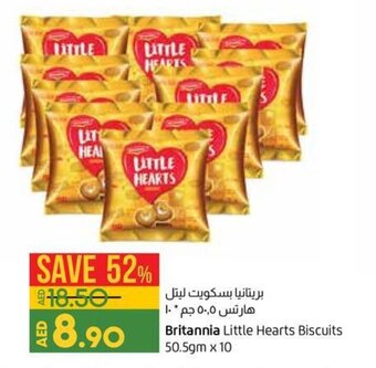 Lulu Hypermarket Britannia Little Hearts Biscuits 50.5gmx10 offer