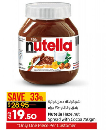Lulu Hypermarket Nutella hazelnut spread with cocoa 750GM offer