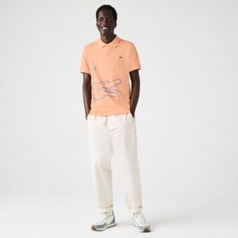 Lacoste Men’s lacoste regular fit crocodile print cotton piqué polo offer