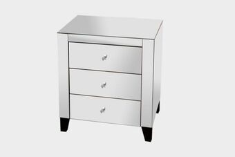 Nyboda nightstand 3 drawers (clear mirror)