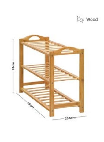 Noon 3-tier shoe rack organizer natural bamboo 67x49x23.5cm offer