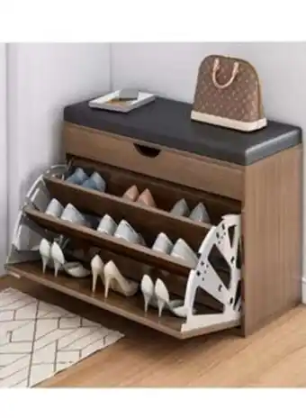 Noon Wooden shoe cabinet with seats changing stool black 60x30x50cm offer