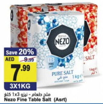 Almaya supermarket Nezo fine table salt (asrt) 3x1KG offer