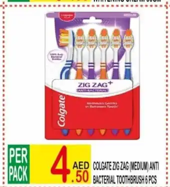 Dream Land Center Colgate Zig Zag (Medium) Anti Bacterial Toothbrush 6 Pcs offer