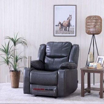 Danube Home Marji 1 seater manual air leather recliner with cupholder and storage - charcoal offer