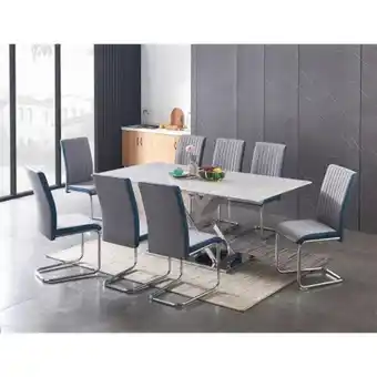 Danube Home Delmon 1+8 dining set-marble glass / light grey offer